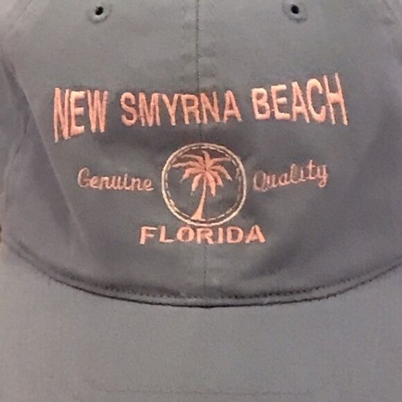 Women's New Smyrna Beach Florida Blue & Pink Palm Tree Hat - Picture 12 of 13